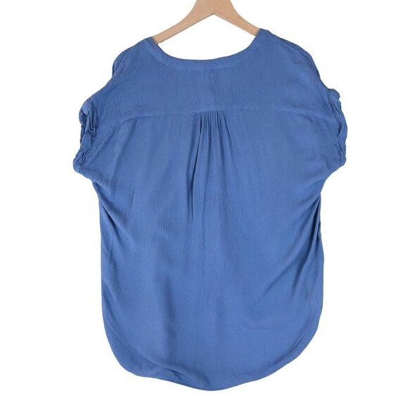 Orvis Blue Button Up Tunic Top Boho M Drapey Lightweight - Picture 3 of 7